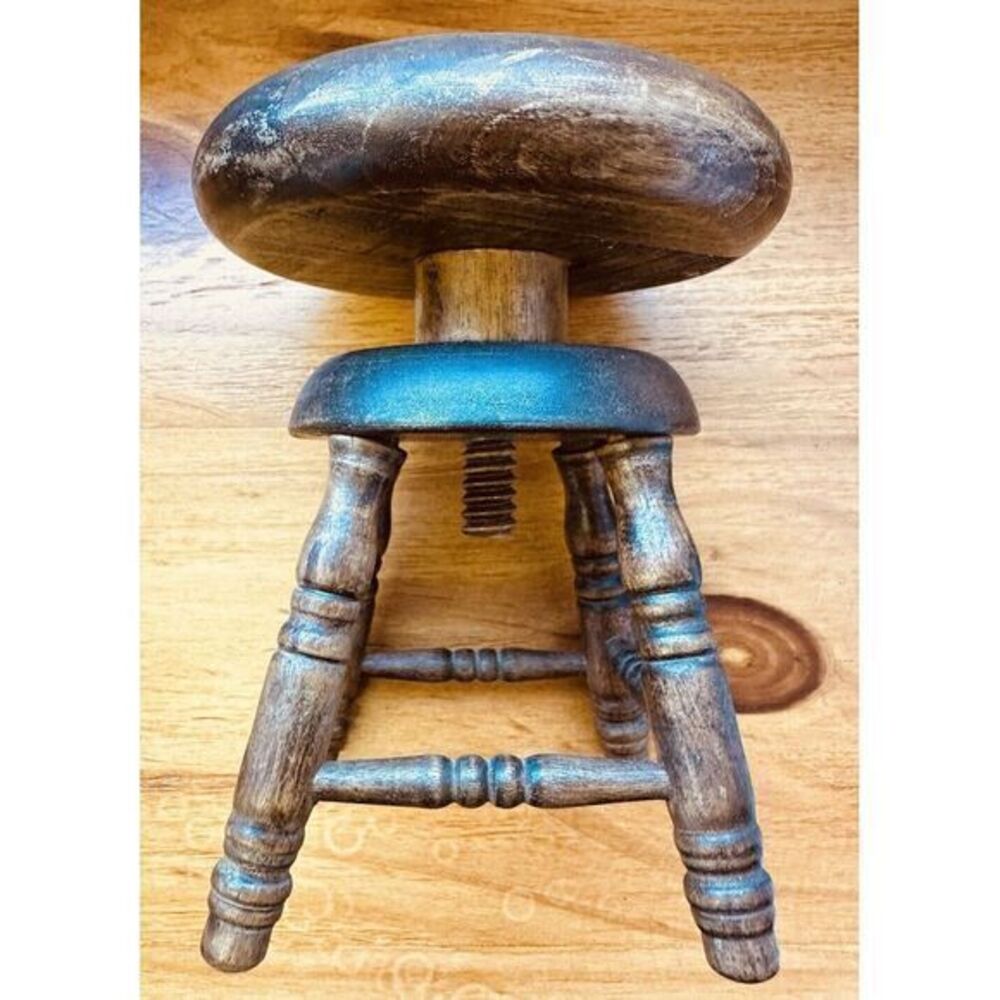 Mini Round Stool Doll House Piano Seat Small Adjustable Table Top Riser‎ VTG